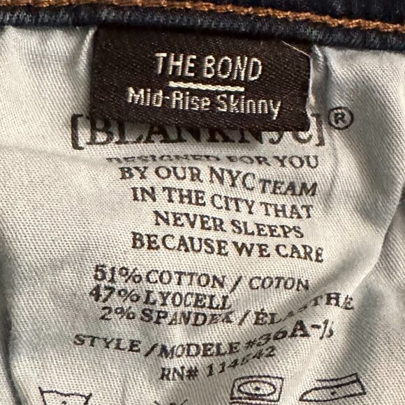 Blank NYC The Bond Mid Rise Skinny Distressed Women's Blue Jeans Size 4/27 - Picture 5 of 5